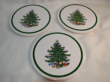 Set of 3 Cuthbertson Round Trivets Xmas Tree Green Band Cork Back 6