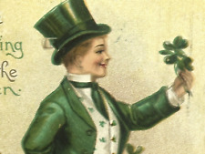 Clapsaddle St Patrick's Day Postcard Man Pot of Clovers Wearing of the Green picture