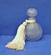 Vintage Lavender Smoke Camphor Glass Ribbed Perfume Bottle w Stopper & Tassel picture