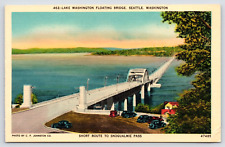 Postcard - Lake Washington Floating Bridge - Seattle, Washington, ca. 1940s (E2) picture