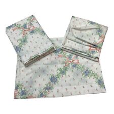 Vintage Pequot Pink Floral Twin Sheet Set Flat Fitted Pillowcase Cotton Blend picture