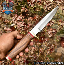 CSFIF Handmade Hunting Skinner Knife AUS-10 Steel Walnut Wood Brass Guard Hiking picture