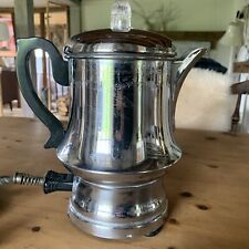 VINTAGE FABERWARE NY Electric Coffee Percolator Silver Bakelite Handle Tested picture