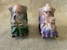 Vintage Grandma and Grandpa in Rocking Chairs Plastic Salt and Pepper Shakers picture