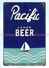 PACIFIC LAGER BEER metal tin sign garage man cave ideas picture