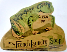 1890s Kendall Mfg. Co. French Laundry Soap die-cut frog trade card Providence RI picture