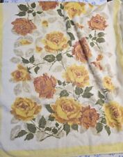 Vtg Cannon Mills Royal Family Yellow Floral Roses Soft Bath Towel Cotton 70s 50s picture