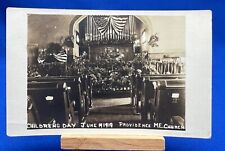 RPPC Postcard Providence M.E. Church Children's Day June 19, 1919 US Flags Organ picture