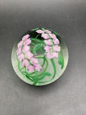 Vtg Signed Don Bagwell Blown Glass Floral Abstract Paperweight Pink Green picture