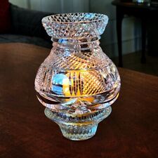 Crystal Etched Cut Glass Candle Holder W/Chimney Hurricane Lamp Shade c.1940-50 picture