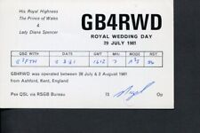 1 x QSL Card Radio UK GB4RWD - Prince Charles Diana Spencer Wedding 1981 ≠ Q912 picture