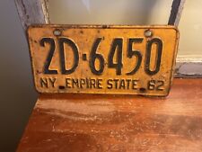 1962 New York License Plate 2D-6450 NY Empire State 62 Vintage picture