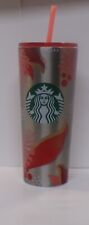 Starbucks Holiday Poinsettia Tumbler Stainless Steel Cold Only 24 oz with lid picture