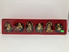 6 Pcs Different  Colored Happy Laughing Chinese Buddah Figurine Statues picture
