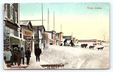 TELLER, AK Alaska ~ STREET SCENE Sled Dogs Woodbine Restaurant c1900s  Postcard picture