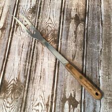 Vintage Robinson Knife Co USA Stainless Meat Carving Fork Wood Handle picture