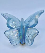 Fenton***CRYSTAL IRIDESCENT/CARNIVAL GLASS BUTTERFLY W/BRASS STAND***....1980's picture