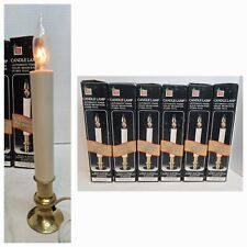 Vintage 2002 Set of 6 Candlesticks Candle Lamp Brass Automatic Timer Christmas picture