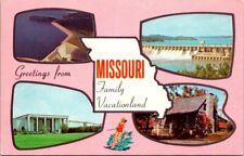 Missouri Family Vacationland Waterskiing Sunglasses Multiview Vintage Postcard picture