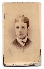 ANTIQUE CDV C. 1880s VAN HOUTEN GORGEOUS YOUNG LADY IN DRESS BROOKLYN NEW YORK picture