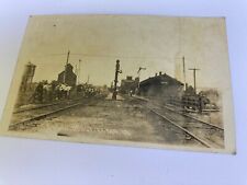 Antique Postcard Elma Iowa C&GW Railroad Depot RPPC Handcar Group Photo Rare HTF picture