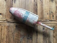 Wood Buoy Large Vintage Nautical Decor Lobsters Coastal Beach Red Blue 289M Mark picture