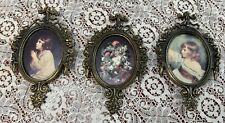 Vintage 4 X 6 Set Of Brass Frames Portrait & Floral Set Made In Italy (3) DS1 picture