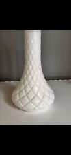 Vintage White Milk Glass Quilted Diamond Pattern Vase - used picture