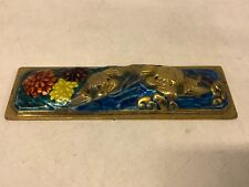 Vintage Possibly Antique Brass Enamel Paperweight with Crab Decorations picture