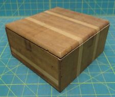 Handcrafted Two Tone Wooden Lidded Keepsake Cigar Trinket Box 6.25