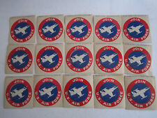 (15) 1970'S JOIN U.S. AIR FORCE STICKER DECALS - UNUSED - NICE - TUB M picture