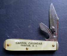 OLD CAPITOL CALENDAR of TRENTON NJ ADVERTISING POCKET KNIFE c 1940's picture