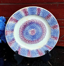 19th Century English Blue and Red Spatterware 6” Plate picture