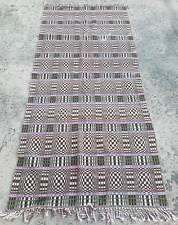 Vintage Handmade Wool Reversible Welsh Blanket Tapestry Bedspread 244x116 cm picture