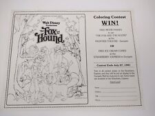 Vintage Disney Fox And The Hound Coloring Contest Page 1981 picture