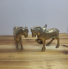 Vintage 1985MSR Import Heavy Brass Metal Horses Figurines picture