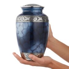Pet Cremation Urns for Human Ashes - Beloved Blue and Silver Urn with Bag picture