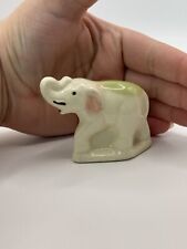 Vintage Miniature Random Green Back Ceramic Elephant Figurine Trinket Decor picture