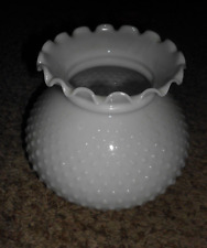 Vintage Milk Glass Hobnail Lamp Shade White 6 7/8“Fitter Ruffled Top picture
