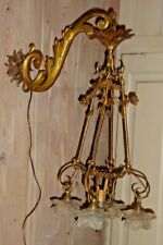 Vintage Portugal Rococo Hollywood Regency Wall Bracket Lamp w/ Hanging Shades picture