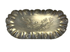 Vintage  FARBER & SHLEVIN Inc. Hand Wrought Aluminum Serving Tray Repousse Birds picture