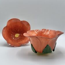 Set Of 2 Mustardseed and Moonshine Red Flower Bowls Made in South Africa /cb picture