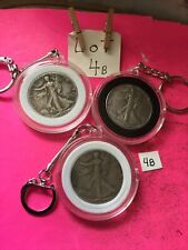 3 Lot Coin Keychains 1916-19-41 Halves Copies Junk Drawer Estate Find Read Look picture