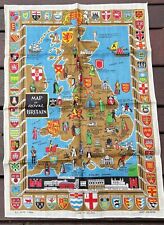 Vintage SOUVENIR Map of Royal Britain by Ulster Irish Linen British Tea Towel picture