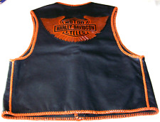 Vintage Custom Leather Harley Davidson Parade Vest W/ Tooled Wing Patch Size M/L picture
