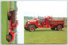 Postcard 1922 Mack Model Ab Chain Drive Pumper Fire Engine With 350 Gal. Per Min picture