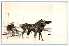 c1910's Horse Sleigh Newman Grove Nebraska NE RPPC Photo Antique Postcard picture