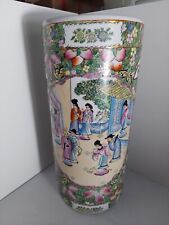 Vtg Chinoiseries Rose Famille Umbrella Stand Mid 20th century-9ʺW × 9ʺD × 18