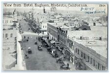 1919 View From Hotel Hughson Classic Car Carriage Modesto California CA Postcard picture