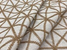 Kravet Embroidered Geometric Grid Uphol Fabric- X-Grid / Linen 2.70 yds 4571.616 picture